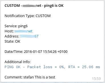 Icinga 2 Telegram Service Notification